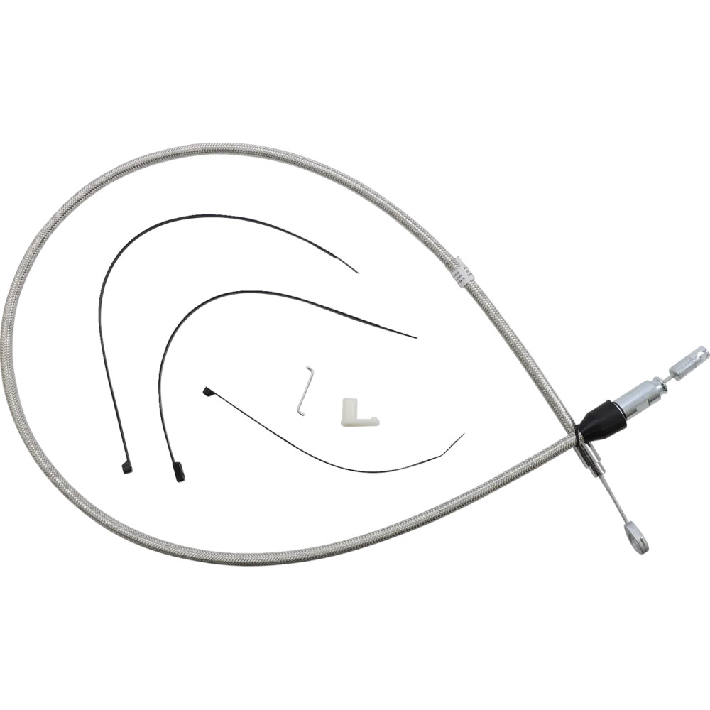 Polished Stainless Quick Connect Upper Clutch Cable — 46" overall, 59 mm travel
