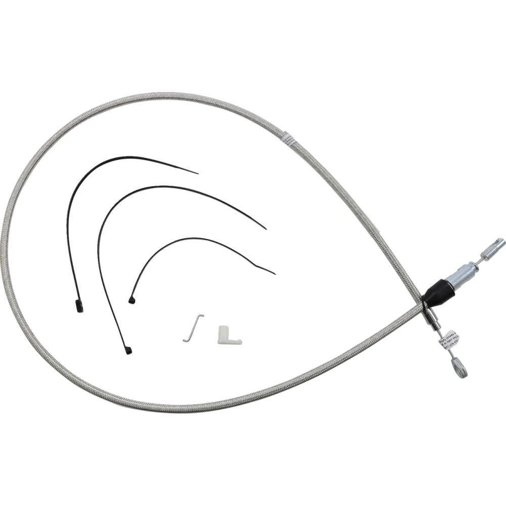 Polished Stainless Quick Connect Upper Clutch Cable — 132 cm (52"), 59 mm travel, Silver Polished