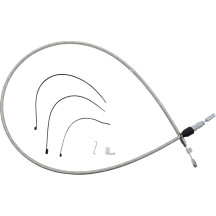 Polished Stainless Quick Connect Upper Clutch Cable — 142 cm (56"), 59 mm (2-5/16") travel