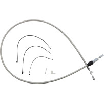 Polished Stainless Quick Connect Upper Clutch Cable — 142 cm (56"), 59 mm (2-5/16") travel