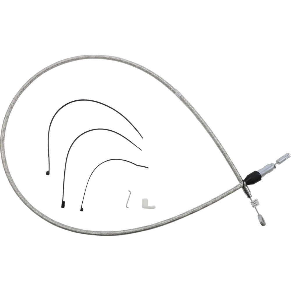 Polished Stainless Quick Connect Upper Clutch Cable — 142 cm (56"), 59 mm (2-5/16") travel