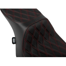Asiento Performance Predator 2 plazas — 12" ancho conductor, 29" largo, 9" ancho trasero, Negro/Rojo
