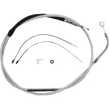 High-Efficiency Polished Stainless Clutch Cable — 67-3/4 in housing, 3-1/2 in travel, 25-7/16 in adjuster