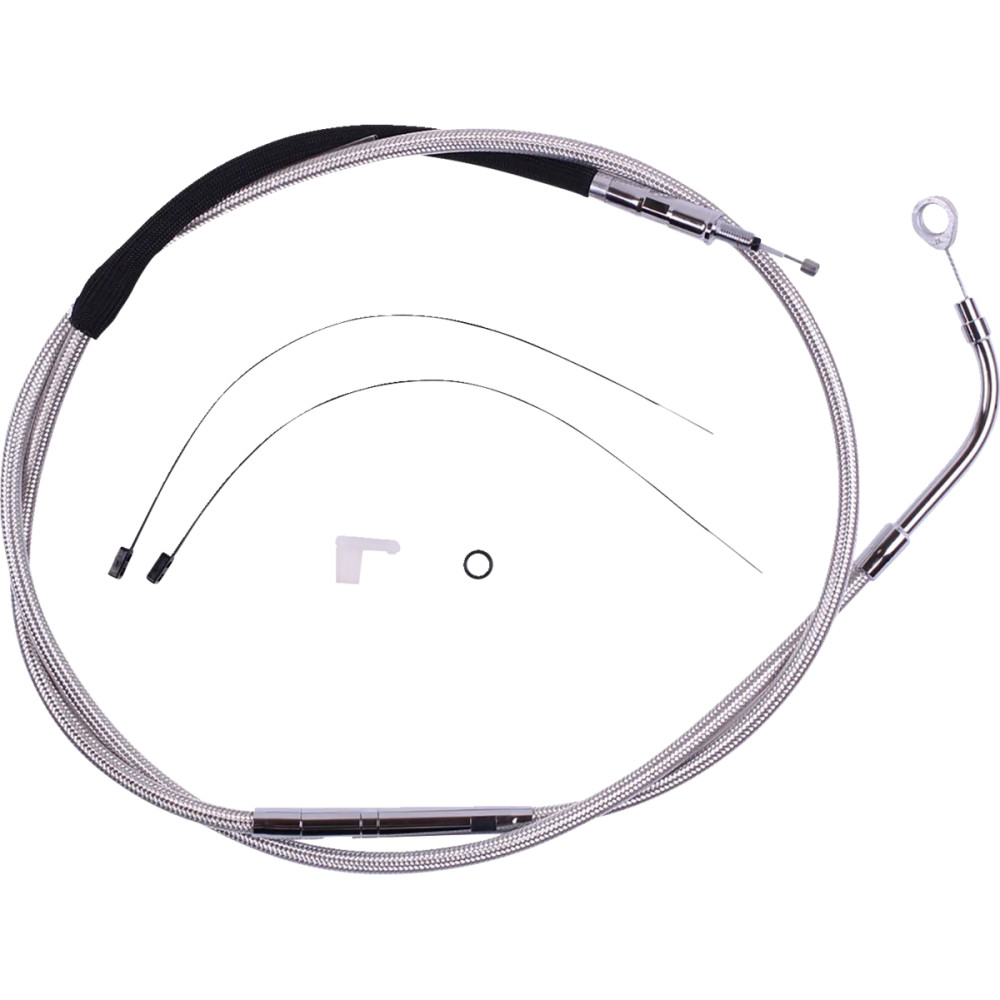 High-Efficiency Polished Stainless Clutch Cable — Housing 177 cm (69-3/4"), Adjuster 64.5 cm (25-7/16")