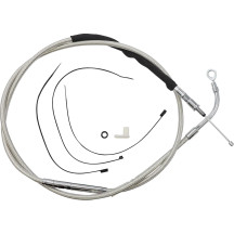 High-Efficiency Polished Stainless Clutch Cable — 182.5 cm housing, 89 mm travel, Silver polished