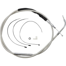 High-Efficiency Polished Stainless Clutch Cable — 73-3/4" housing, 25-7/16" adjuster, 3-1/2" travel, Silver