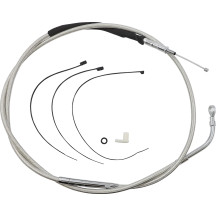 High-Efficiency Polished Stainless Clutch Cable — Housing length 75-3/4", Travel 3-1/2"