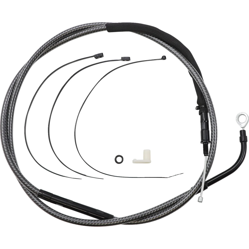 High-Efficiency Polished KARBONFIBR Clutch Cable — Housing 69-3/4", Travel 3-1/2", Adjuster 25-7/16"