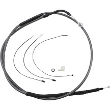 High-Efficiency Polished KARBONFIBR Clutch Cable — 71-3/4" housing, 25-7/16" adjuster, 3-1/2" travel, polished silver