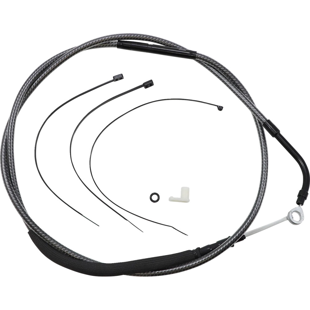 High-Efficiency Polished KARBONFIBR Clutch Cable — 73-3/4" housing, 25-7/16" adjuster