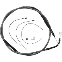 High-Efficiency Polished KARBONFIBR Clutch Cable — 75-3/4" housing, 25-7/16" adjuster, 3-1/2" travel, Polished Silver