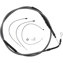 High-Efficiency Polished KARBONFIBR Clutch Cable — 75-3/4" housing, 25-7/16" adjuster, 3-1/2" travel, Polished Silver