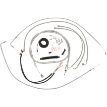 Complete Stainless Braided Handlebar Cable/Brake Line Kit — Fits 12"-14" handlebar height