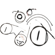 Kit completo Midnight trenzado de cables/líneas de freno para manillar — Altura de manillar 12"–14", ABS, Negro