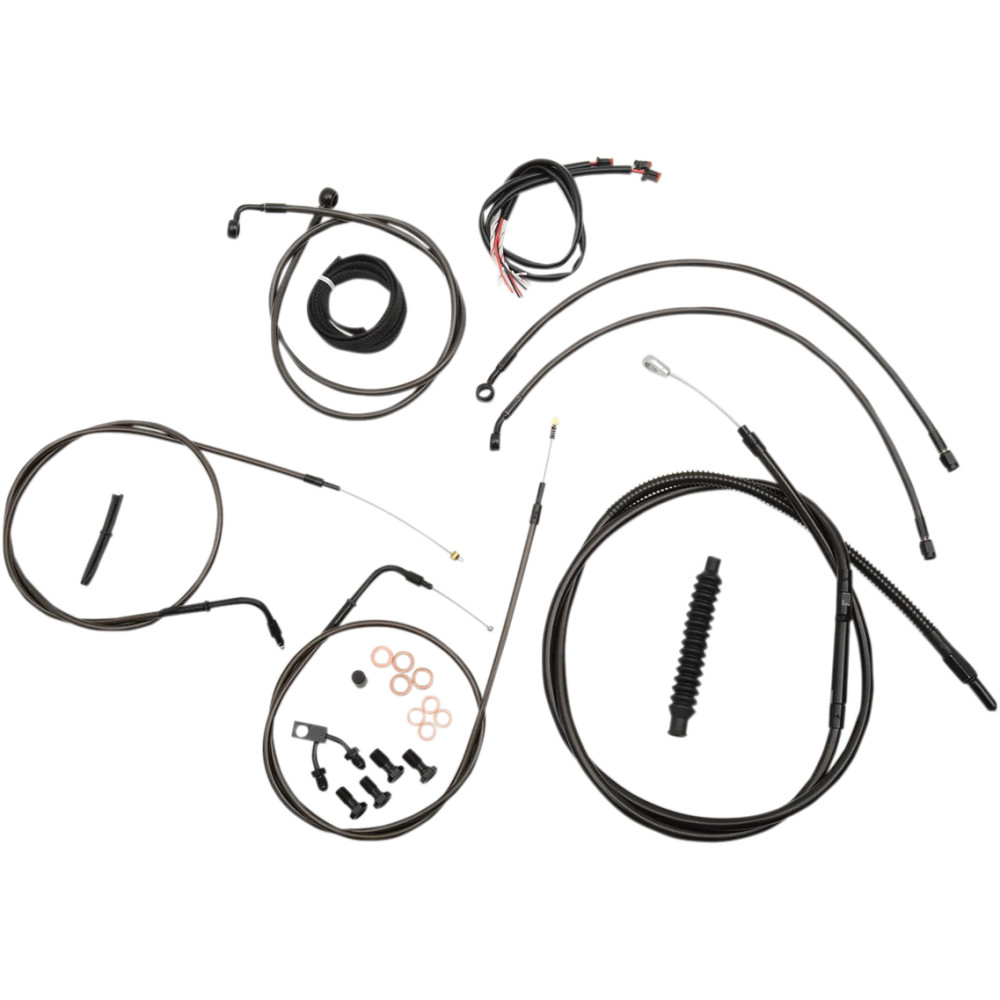 Kit completo Midnight trenzado de cables/líneas de freno para manillar — Altura de manillar 12"–14", ABS, Negro