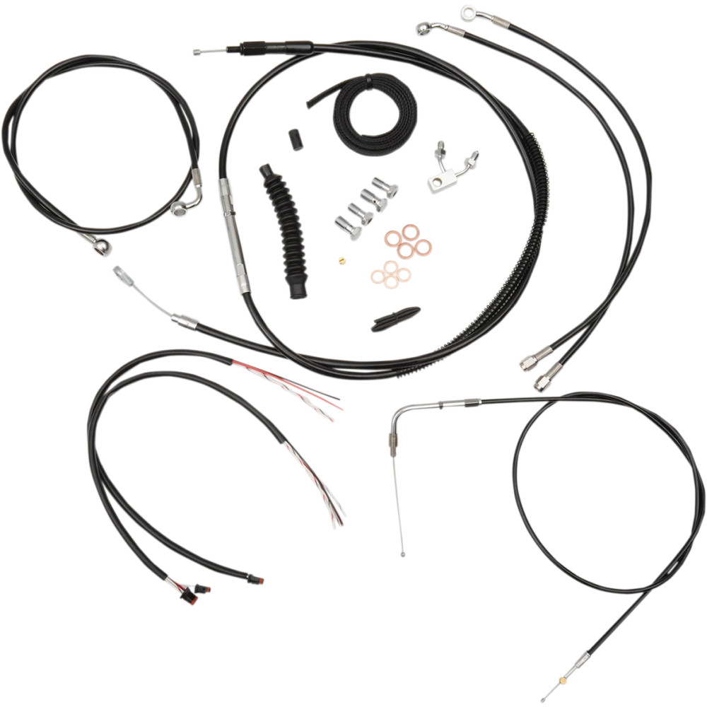 Kit completo de cables y latiguillos trenzados de vinilo negro para manillar — 38–43 cm (15–17")