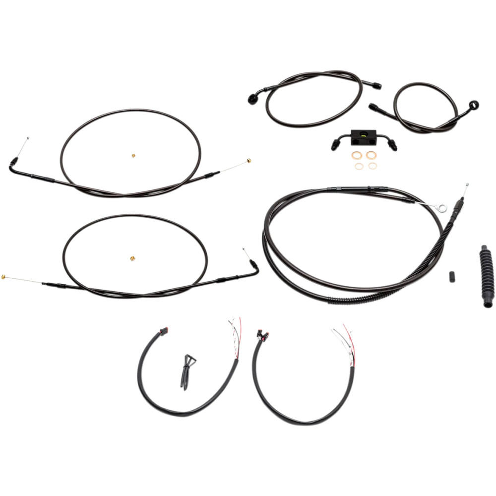 Complete Midnight Braided Handlebar Cable/Brake Line Kit — 12"–14" handlebar height, Black