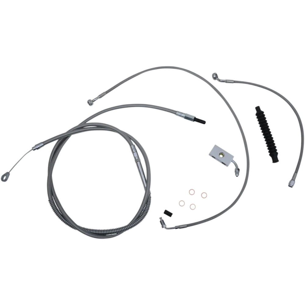 Standard Stainless Braided Handlebar Cable/Brake Line Kit — fits 15"–17" handlebars, Ape Hanger, ABS