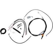 Kit completo de cables y latiguillos trenzados de vinilo negro para manillar — ajuste para 12"–14", Negro