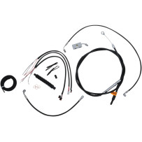 Kit completo de cables y latiguillos trenzados de vinilo negro para manillar — ajuste para 12"–14", Negro