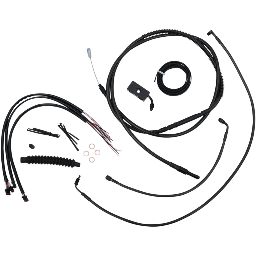 Kit completo Midnight trenzado de cables/latiguillos de freno — 38 cm–43 cm (15"–17"), Negro, ABS