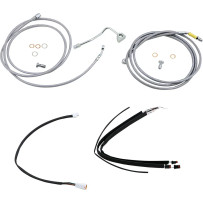 Kit completo de cables/latiguillos trenzados de acero inoxidable para manillar — 38 cm (15\"), Ape Hanger, plateado
