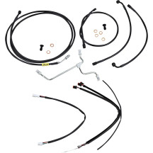 Complete Black Vinyl Handlebar Cable/Line Kit for Ape Hangers — 38 cm (15"), Black