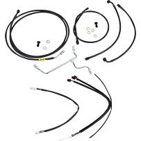 Complete Black Vinyl Handlebar Cable/Line Kit for Ape Hangers — 38 cm (15"), Black