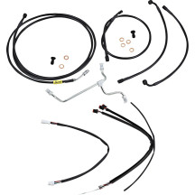 Complete Black Vinyl Handlebar Cable/Line Kit for Ape Hangers — 38 cm (15"), Black