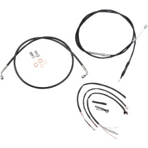 Kit completo de cables trenzados de vinilo negros para manillar y líneas de freno — 12" - 14", Negro