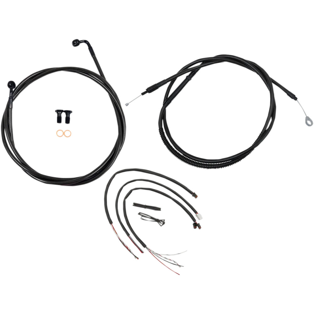 Kit completo Midnight trenzado de cables/latiguillos para manillar — 15"–17" altura de manillar, negro