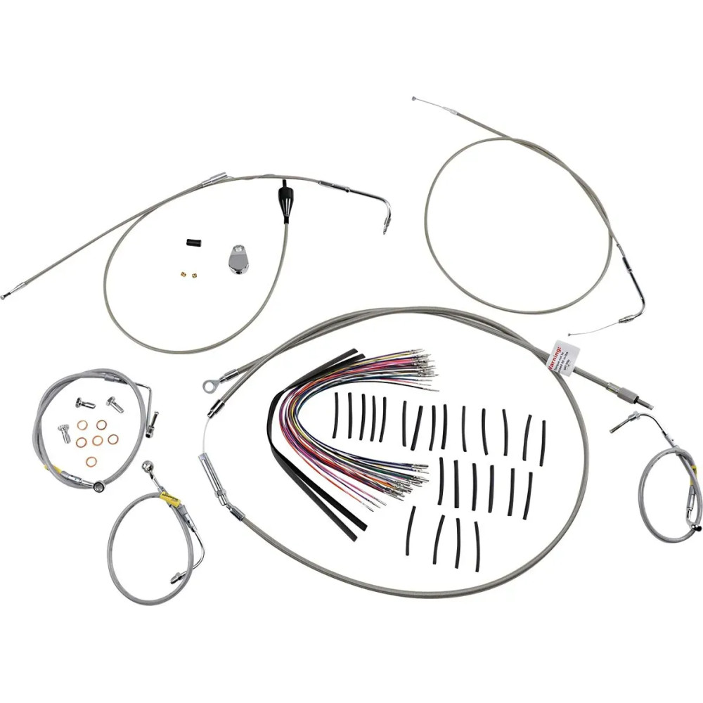 Control Kit for Early Touring Bikes with Bagger Bar Handlebars — 38 cm (15"), Silver