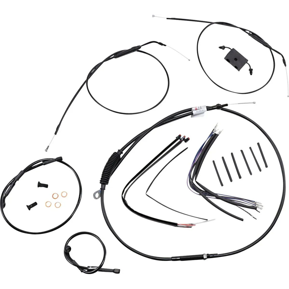 Extended Handlebar Cable and Brake Line Kit for Sportsters with ABS — 30.5 cm (12") height, Black