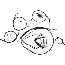 Extended Handlebar Cable and Brake Line Kit for Sportsters with ABS — 35.5 cm (14"), Black