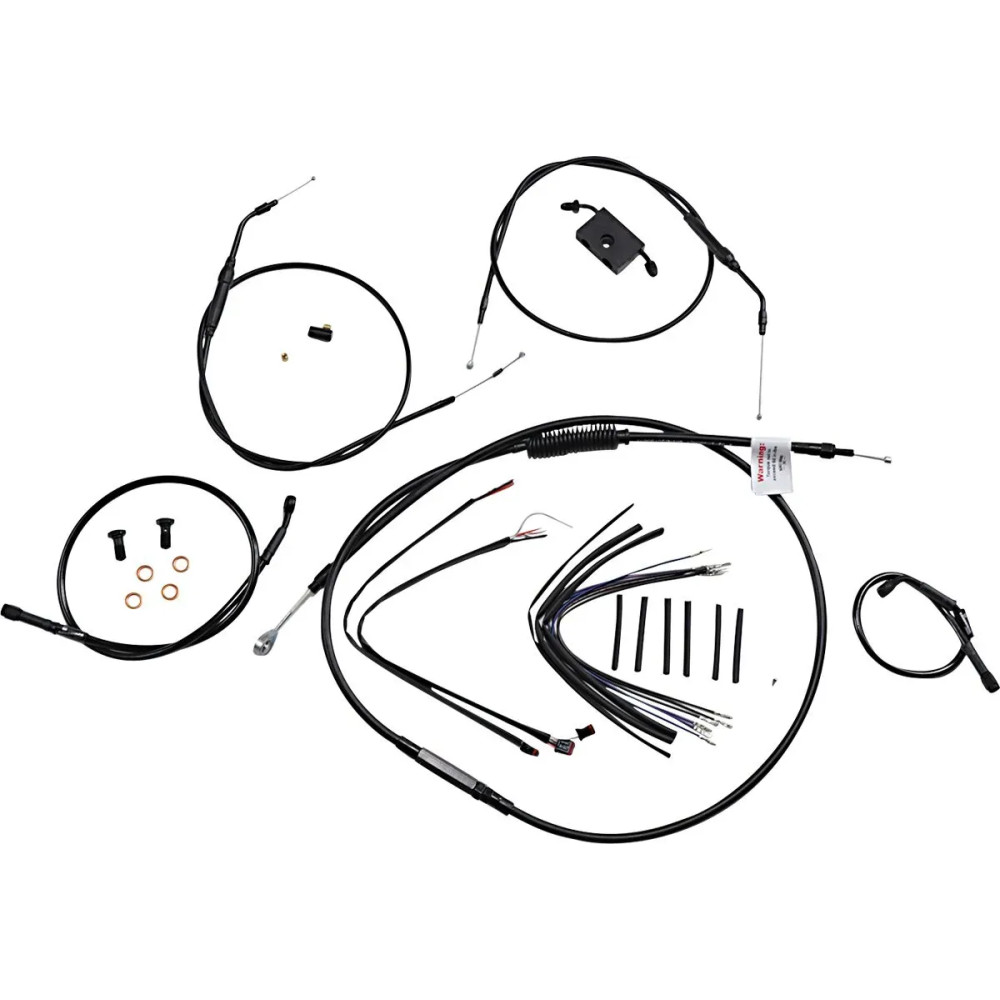 Extended Handlebar Cable and Brake Line Kit for Sportsters with ABS — 35.5 cm (14"), Black