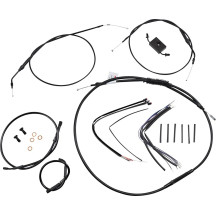 Extended Handlebar Cable and Brake Line Kit for Sportsters with ABS — 16" (40.5 cm) fit, ape hanger, black