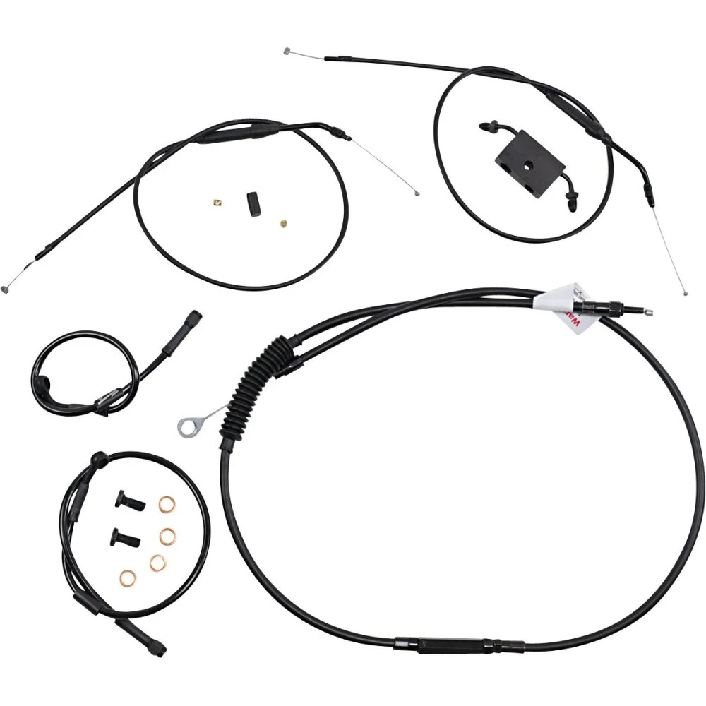 Extended Handlebar Cable and Brake Line Kit for Sportsters with ABS — 20.3 cm (8"), ABS, Black