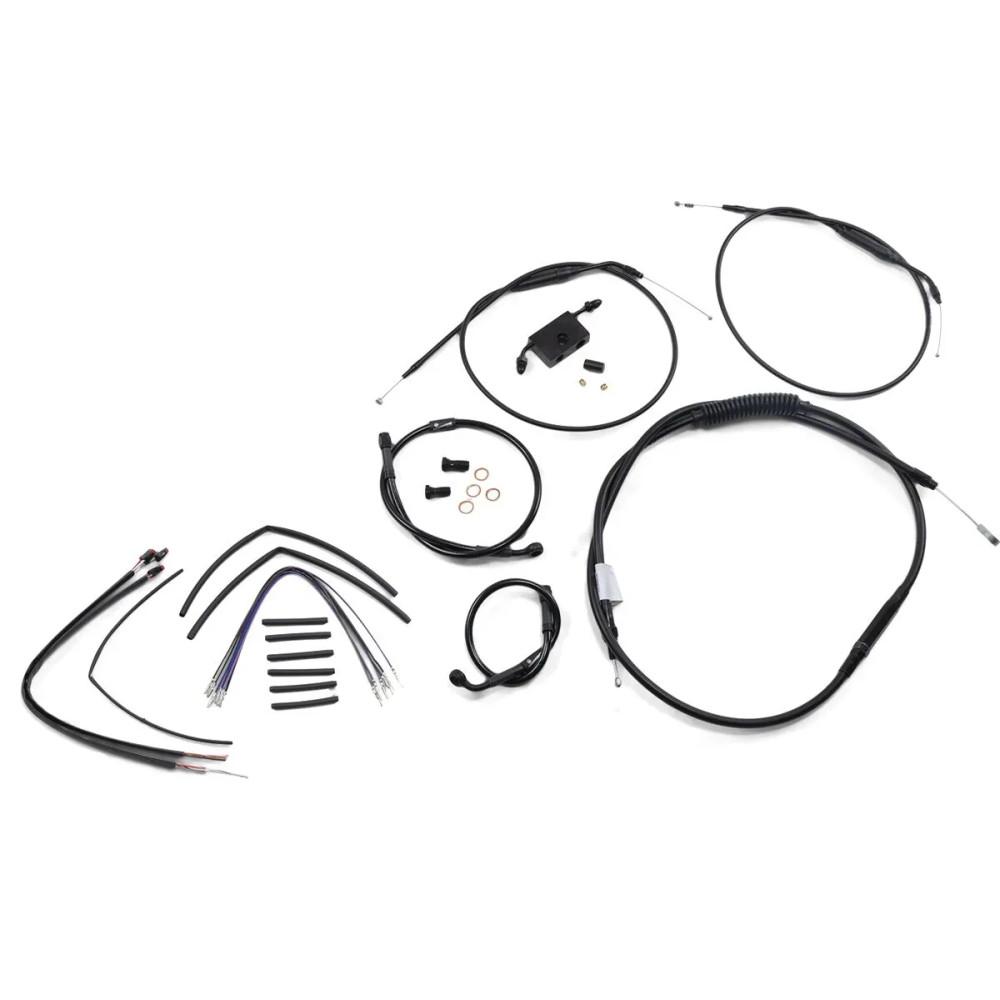 Extended Handlebar Cable and Brake Line Kit for Sportsters with ABS — Fits handlebar height 30.5 cm (12"), Black