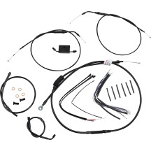 Extended Handlebar Cable and Brake Line Kit for Sportsters with ABS — 14" handlebar height, Black