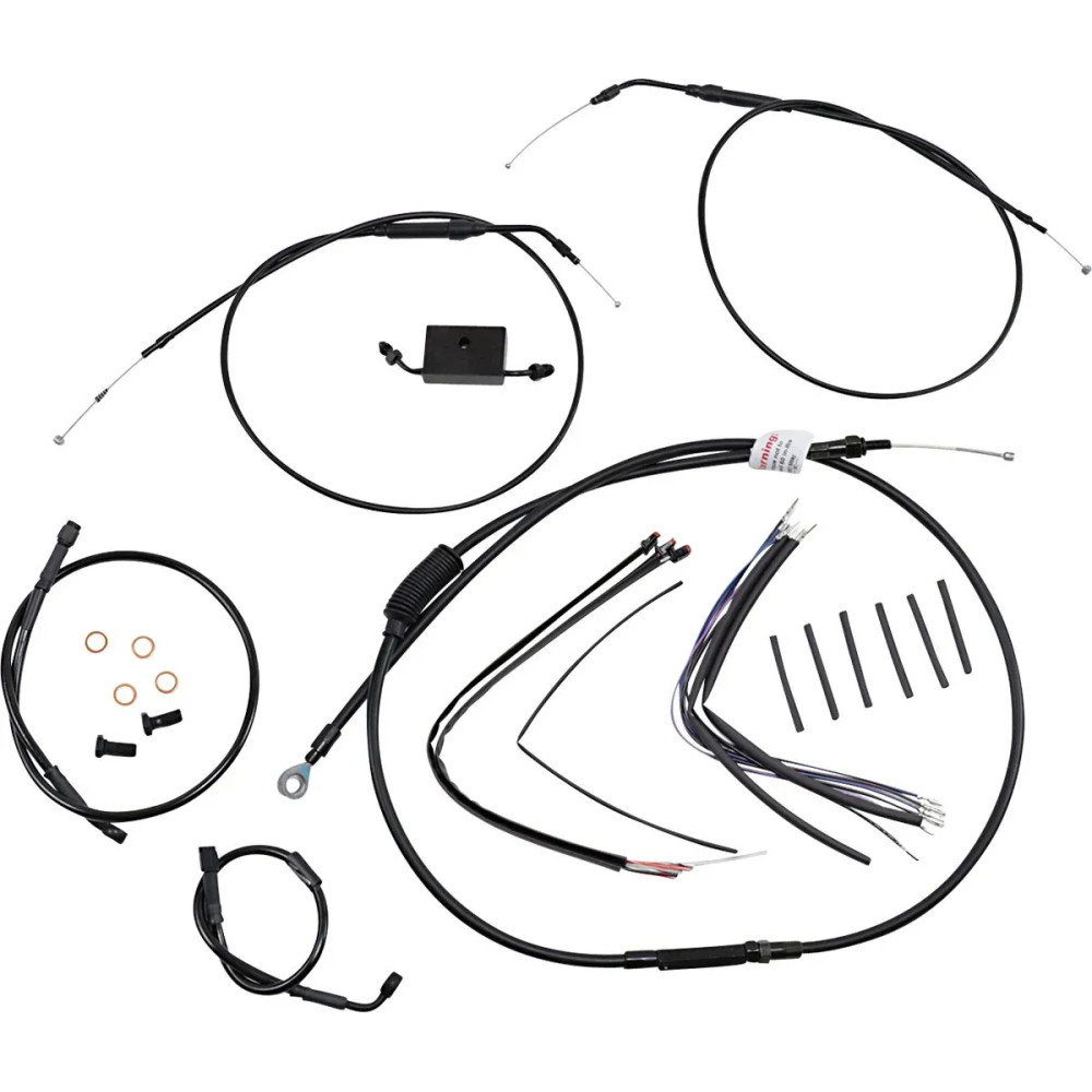 Extended Handlebar Cable and Brake Line Kit for Sportsters with ABS — 14" handlebar height, Black