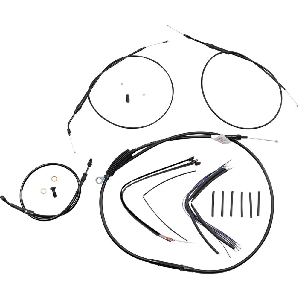 Extended Handlebar Cable and Brake Line Kit for Sportsters with ABS — 14" handlebar height, Black