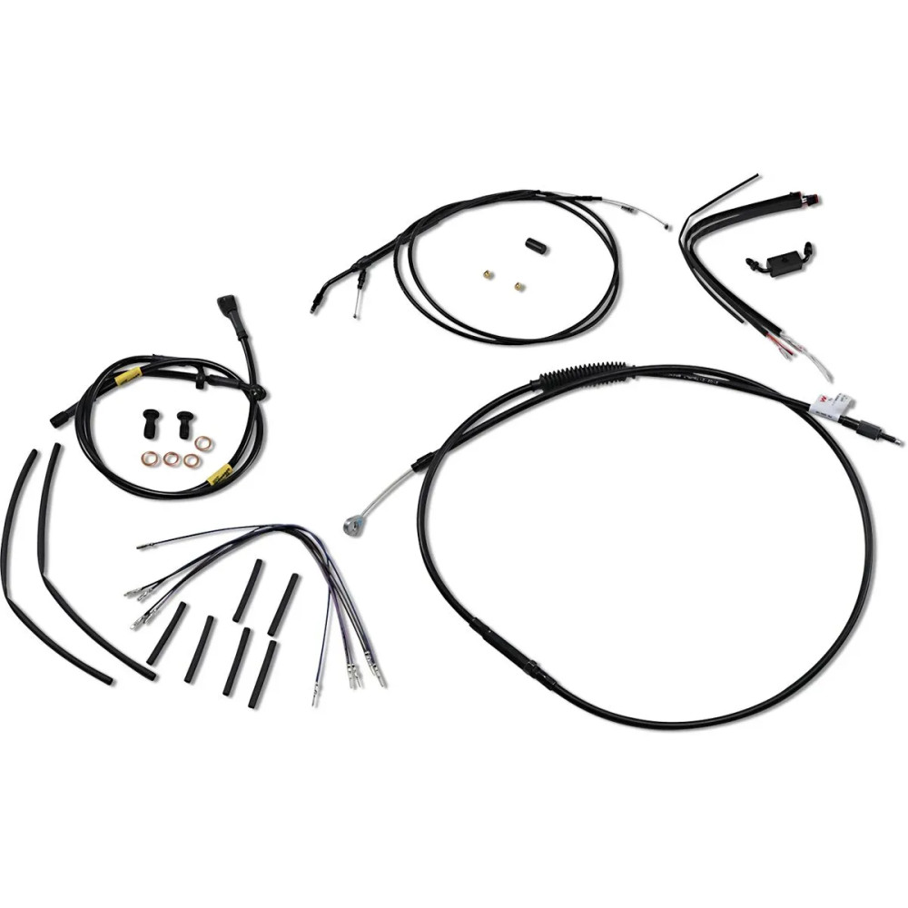 Handlebar Cable and Brake Line Kit for Wide Glide Gorilla Handlebars — Fits 40.5 cm (16") height, ABS, Black