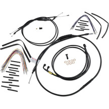 Complete Black Vinyl Handlebar Cable/Line Kit for Ape Hangers — 12" height, Black