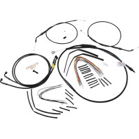 Complete Black Vinyl Handlebar Cable/Line Kit for Ape Hangers — 12" risers, Black