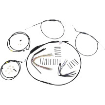 Complete Black Vinyl Handlebar Cable/Line Kit for Ape Hangers — Black, 40.5 cm (16"), ABS