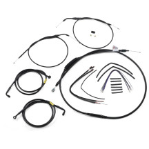 Complete Black Vinyl Handlebar Cable/Line Kit for Ape Hangers — Fits handlebar height 35.5 cm (14"), Non-ABS