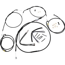 Complete Black Vinyl Handlebar Cable/Line Kit for Ape Hangers — Ape hanger fit, 16" height, Black