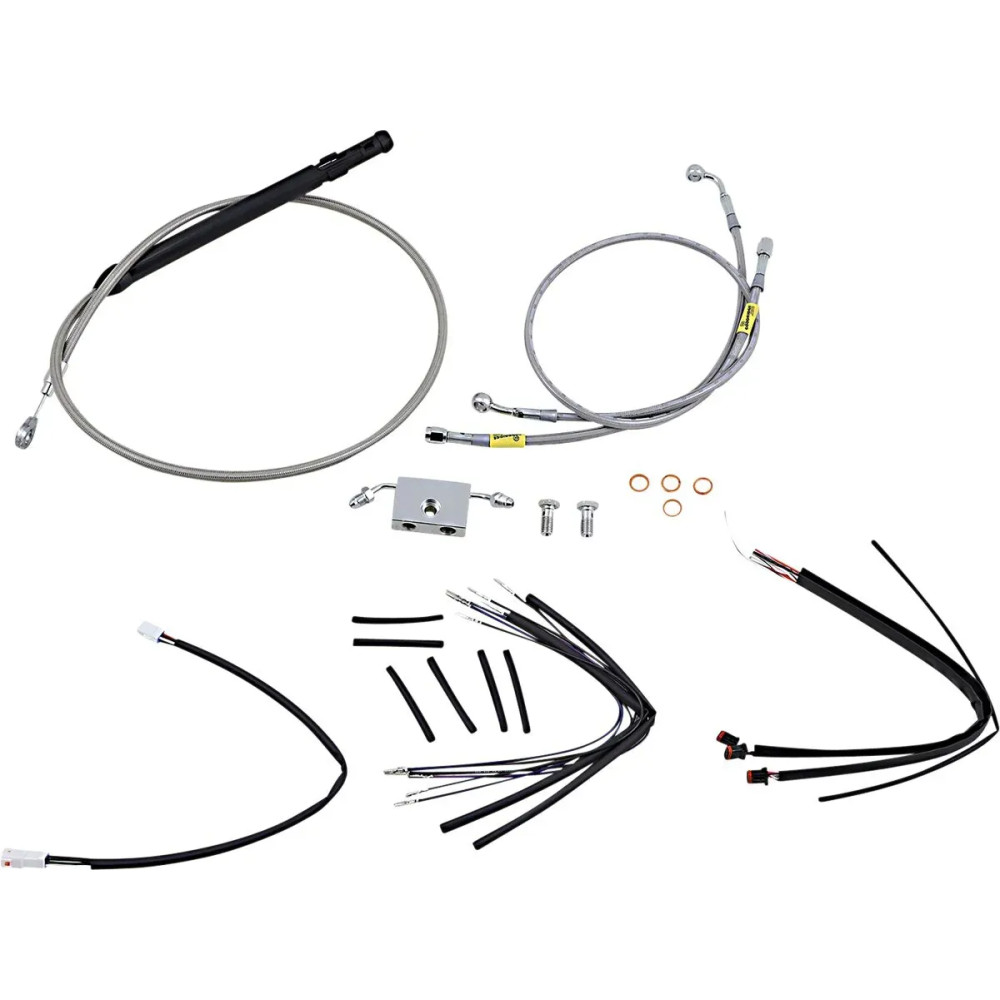 Kit de cables y latiguillos de freno para Burly Ape Handlebars — 35.5 cm (14") de altura, Ape hanger, plateado