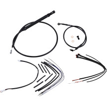 Complete Black Vinyl Handlebar Cable/Line Kit for Ape Hangers — 16" fit, Ape Hanger