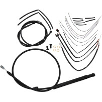 Complete Black Vinyl Handlebar Cable/Line Kit for Ape Hangers — 35.5 cm (14") fit, Ape Hanger